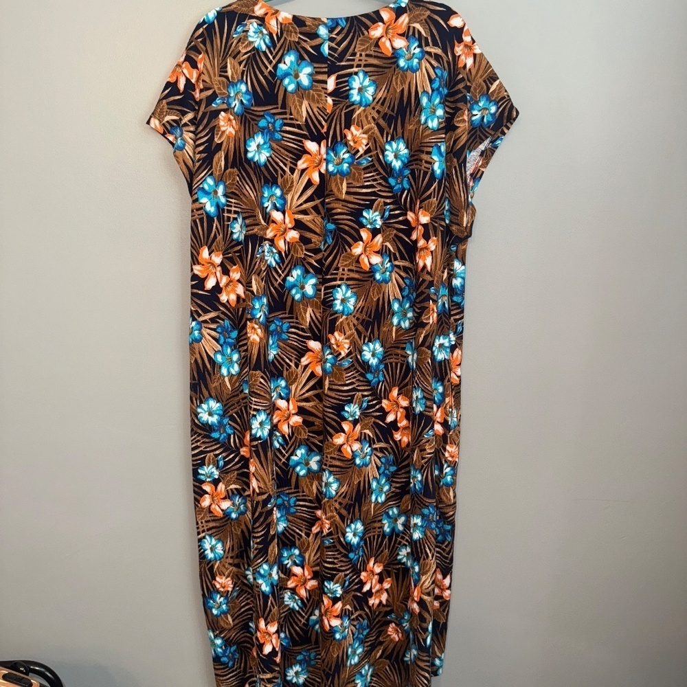EUC Lands' End High Low Hawaiian Midi V Neck Dress Size 1X - Picture 7 of 7